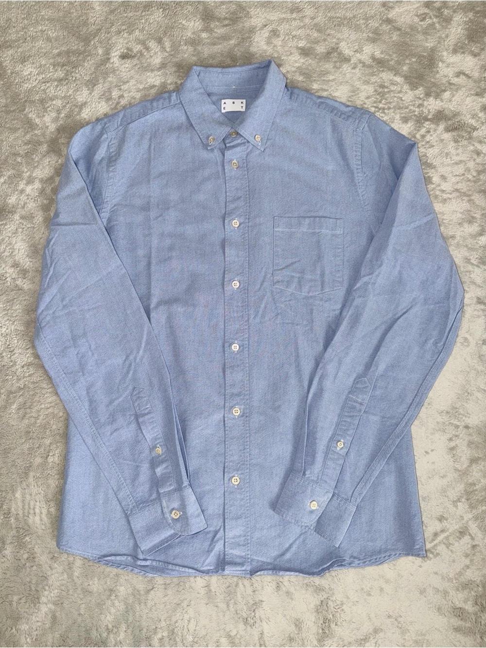 ASKET Men’s The Oxford Button Down Shirt Blue Size Medium Long Made In Portugal